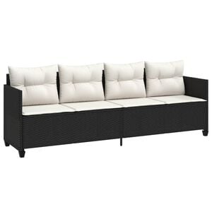 vidaXL loungesofa med hynder polyrattan sort