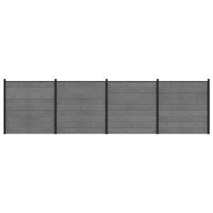 vidaXL Hegnss&aelig;t 699 x 186 cm WPC og Aluminium Gr&aring;