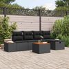 vidaXL Havesofa S&aelig;t med pude 6 pcs Sort Poly rattan