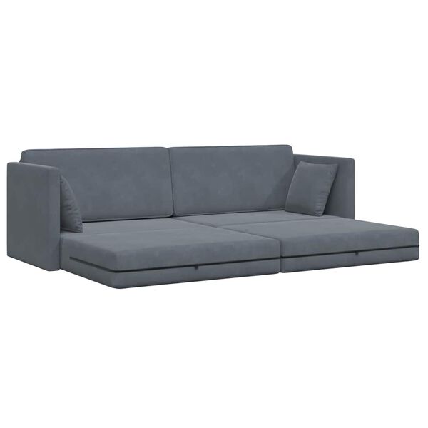 vidaXL Gulvsovesofa Mørkegrå 213 x 70 x 77 cm Fløjl