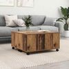 vidaXL Sofabord med skuffe Gammelt træ 75 x 75 x 38 cm Konstrueret træ