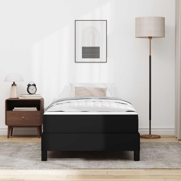 vidaXL Sengestel med madras Sort 90 x 200 cm Stof