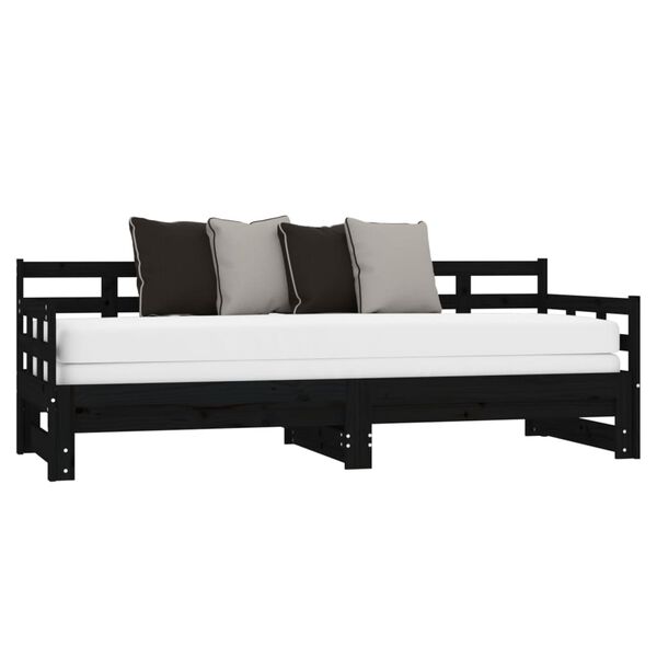 vidaXL daybed med udtræk 2x(80x200) cm massivt fyrretræ sort