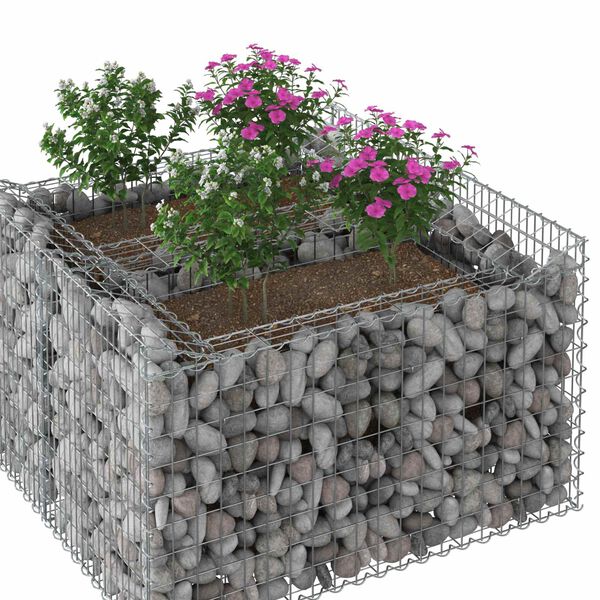 vidaXL Gabion h&oslash;jbed S&oslash;lv 100 x 100 x 60 cm Galvaniseret st&aring;l