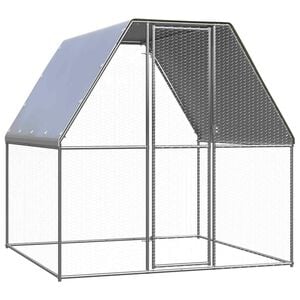 vidaXL h&oslash;nsebur 2x2x2 m galvaniseret st&aring;l s&oslash;lvfarvet og gr&aring;