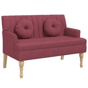 vidaXL b&aelig;nk med hynder 113x64,5x75,5 cm stof vinr&oslash;d