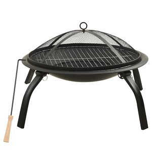 vidaXL 2-i-1 bålfad og grill med ildrager 56x56x49 cm stål