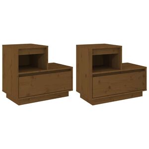vidaXL sengeborde 2 stk. 60x34x51 cm massivt fyrretr&aelig; gyldenbrun