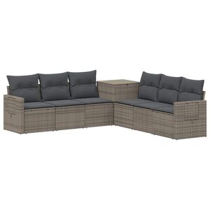 vidaXL Sofa S&aelig;t 7 stk. Gr&aring; og M&oslash;rkegr&aring; Poly Rattan og St&aring;l