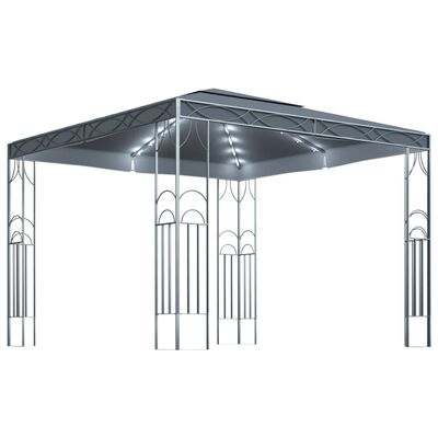 vidaXL pavillon med LED-lyskæder 300x300 cm antracitgrå