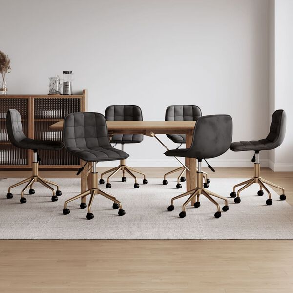 vidaXL drejelige spisebordsstole 6 stk. fl&oslash;jl m&oslash;rkegr&aring;