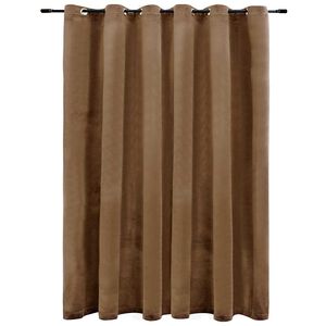 vidaXL m&oslash;rkl&aelig;gningsgardin med metalringe 290 x 245 cm fl&oslash;jl beige
