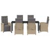 vidaXL Have Spisebordss&aelig;t med pude 7 pcs Beige polyrattan