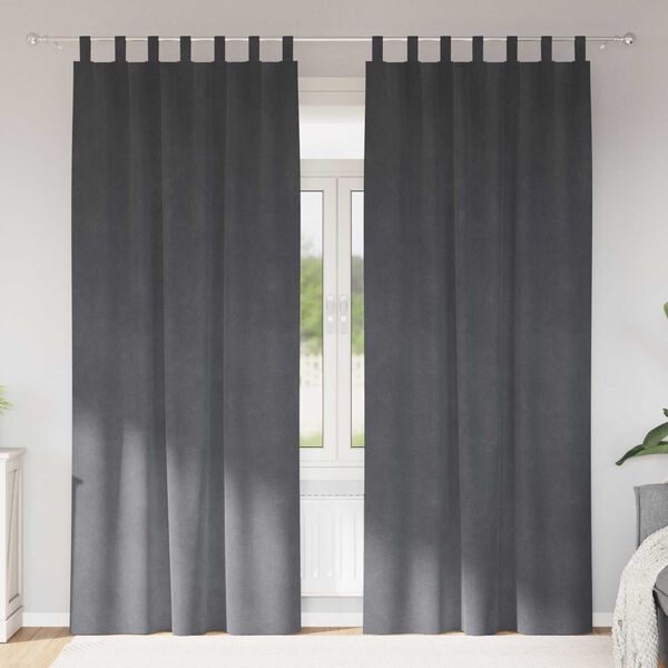 vidaXL Mørklægningsgardiner 2 pcs Lysegrå 140 x 245 cm Fløjl