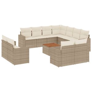 vidaXL sofas&aelig;t til haven 12 dele med hynder polyrattan beige