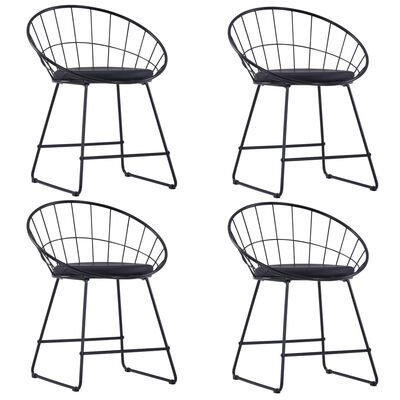 vidaXL spisebordsstole 4 stk. med sæder i kunstlæder stål sort