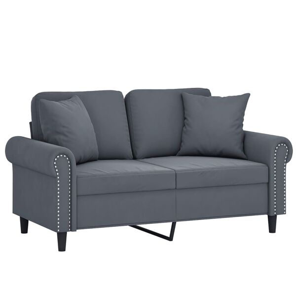 vidaXL 2-personers sofa med pyntepuder 120 cm velour mørkegrå