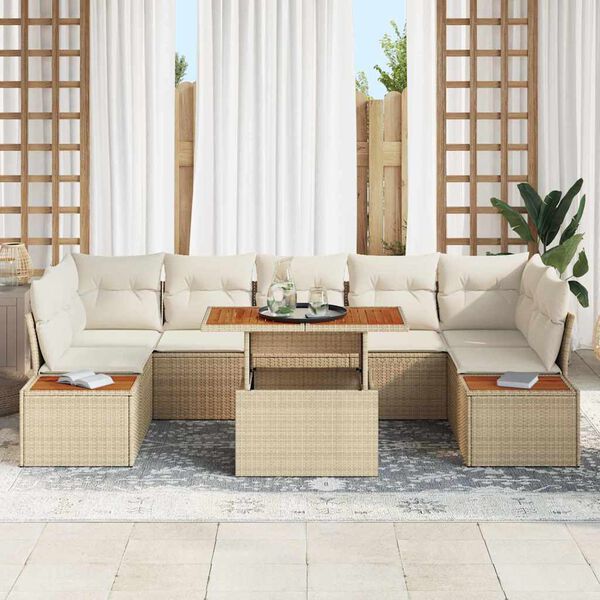 vidaXL Havesofa S&aelig;t med opbevaring 8 pcs Beige Poly rattan