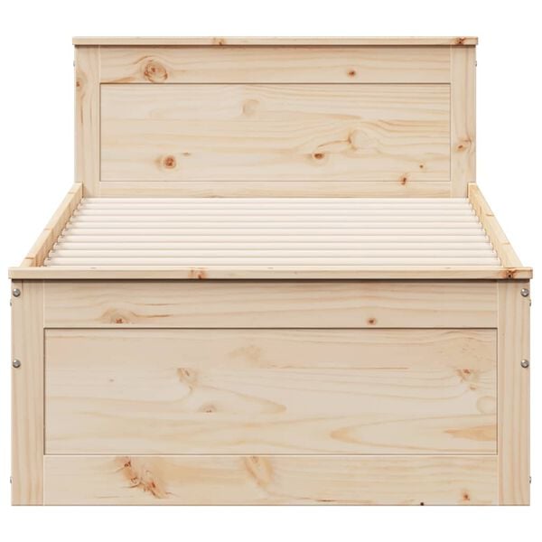 vidaXL sengeramme uden madras med sengegavl 100x200cm massivt fyrretr&aelig;