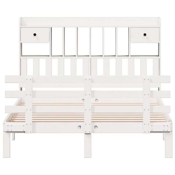 vidaXL seng med reol uden madras 140x190 cm massivt fyrretr&aelig; hvid