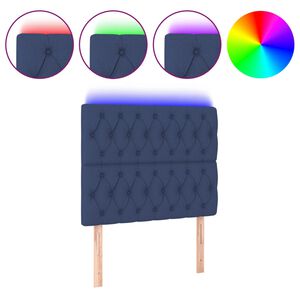 vidaXL sengegavl med LED-lys 90x7x118/128 cm stof bl&aring;