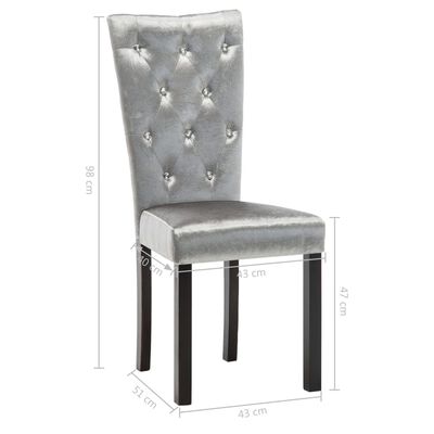 vidaXL spisebordsstole 2 stk. fløjl sølvfarvet