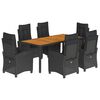 vidaXL spisebordss&aelig;t til haven 7 dele med hynder polyrattan sort
