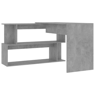 vidaXL skrivebord til hjørne 200x50x76 cm konstrueret træ betongrå
