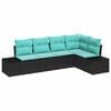 vidaXL Havesofa S&aelig;t 5 stk. Sort polyrattan