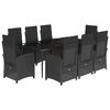 vidaXL spisebordss&aelig;t til haven 9 dele med hynder polyrattan sort