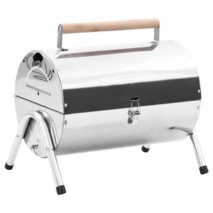 vidaXL transportabel bordgrill med dobbelt grillrist rustfrit st&aring;l