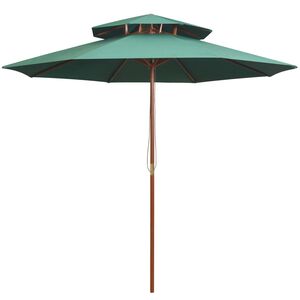 vidaXL parasol 270x270 cm 2 niveauer træstang grøn