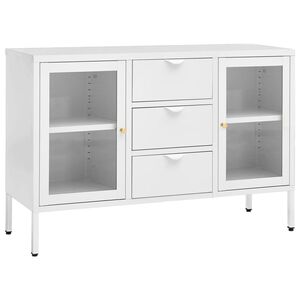 vidaXL sk&aelig;nk 105x35x70 cm st&aring;l og glas hvid