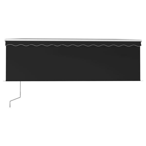 vidaXL markise m. gardin+LED+vindsensor 4x3 m automatisk antracitgr&aring;