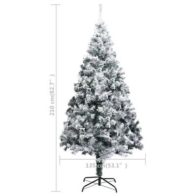 vidaXL kunstigt juletræ med lys og sne 210 cm grøn