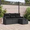 vidaXL Havesofa S&aelig;t med pude med opbevaring 4 pcs Sort Poly rattan