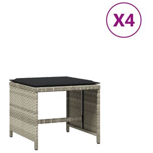 vidaXL haveskamler 4 stk. med hynder 41x41x36 cm polyrattan lysegr&aring;