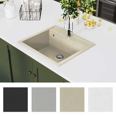 vidaXL køkkenvask granit enkelt vask beige