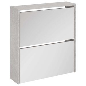 vidaXL skoskab med spejl 2 hylder 63x17x67 cm betongr&aring;
