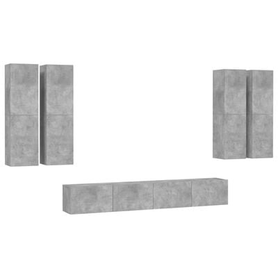vidaXL tv-skabe 6 dele spånplade betongrå