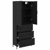 vidaXL Highboard med skuffe Sort eg 69,5 x 34 x 180 cm Konstrueret tr&aelig;