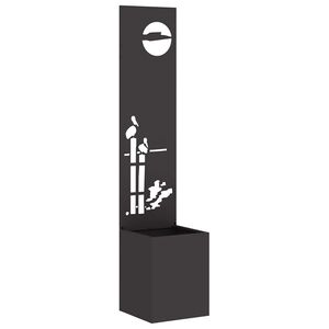 vidaXL Have privatliv skærm Fretwork Sort 32 x 140 cm Koldvalset stål