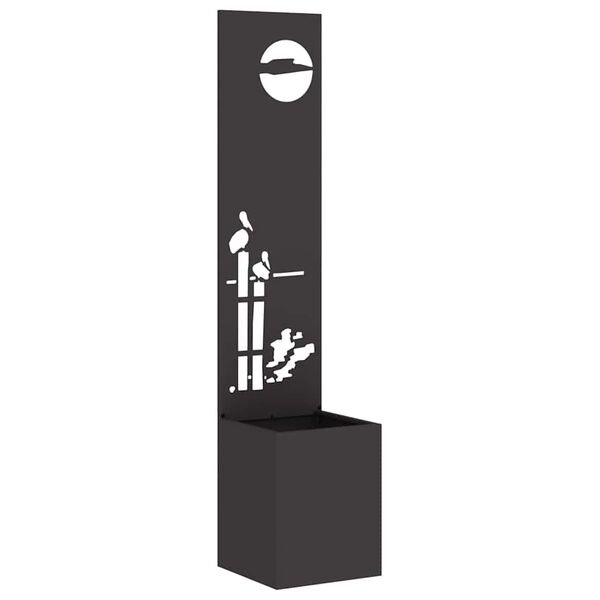 vidaXL Have privatliv skærm Fretwork Sort 32 x 140 cm Koldvalset stål