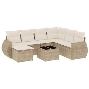 vidaXL sofas&aelig;t til haven 8 dele med hynder polyrattan beige
