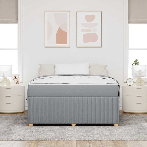 vidaXL Sengestel med madras Lysegr&aring; 160 x 200 cm Stof