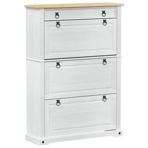 vidaXL Sko skab med hylde Corona Hvid 99 x 32 x 138 cm Massiv fyrretr&aelig;