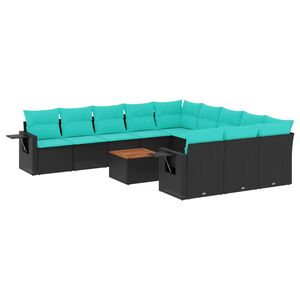 vidaXL 12-delt havesofas&aelig;t med hynder sort polyrattan