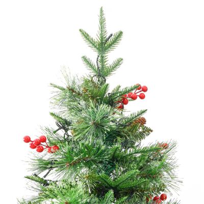 vidaXL juletræ med grankogler og lys PVC og PE 225 cm grøn
