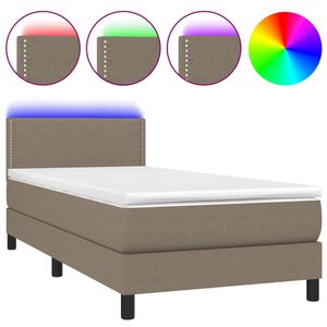vidaXL kontinentalseng med LED-lys 90x190 cm stof gr&aring;brun