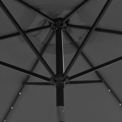 vidaXL udendørs parasol med LED-lys og stålstang 300 cm antracitgrå